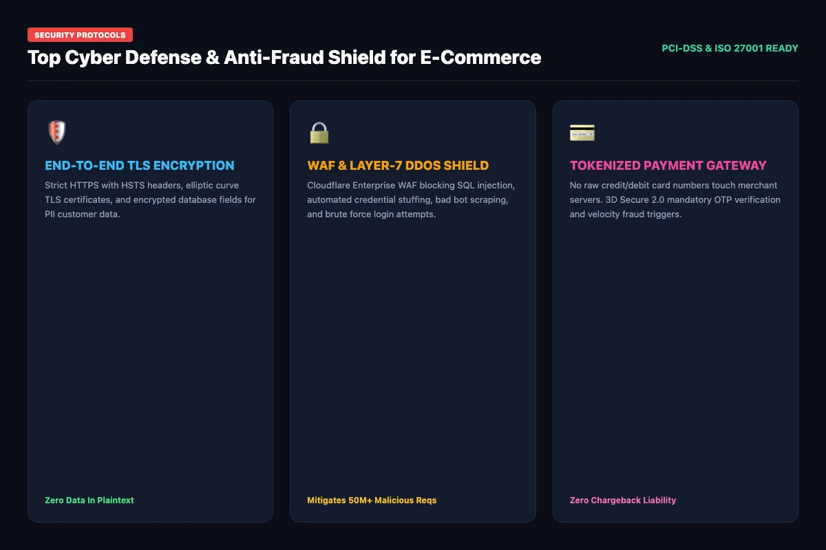 Cybersecurity shield and payment gateway tokenization for ecommerce