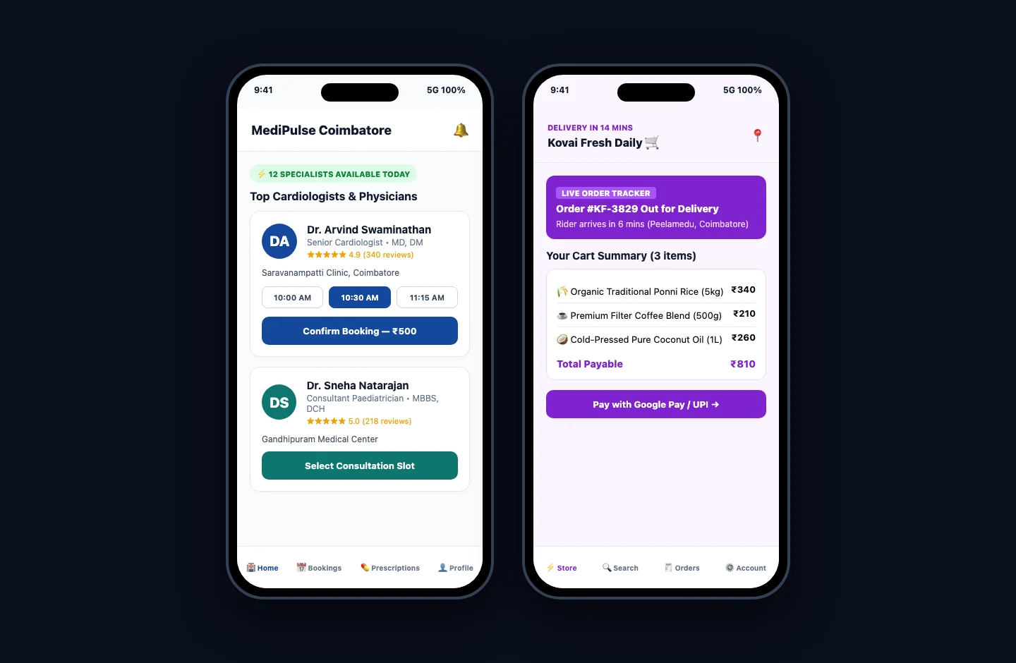 Smartphone screen showing grocery delivery live tracking and items summary